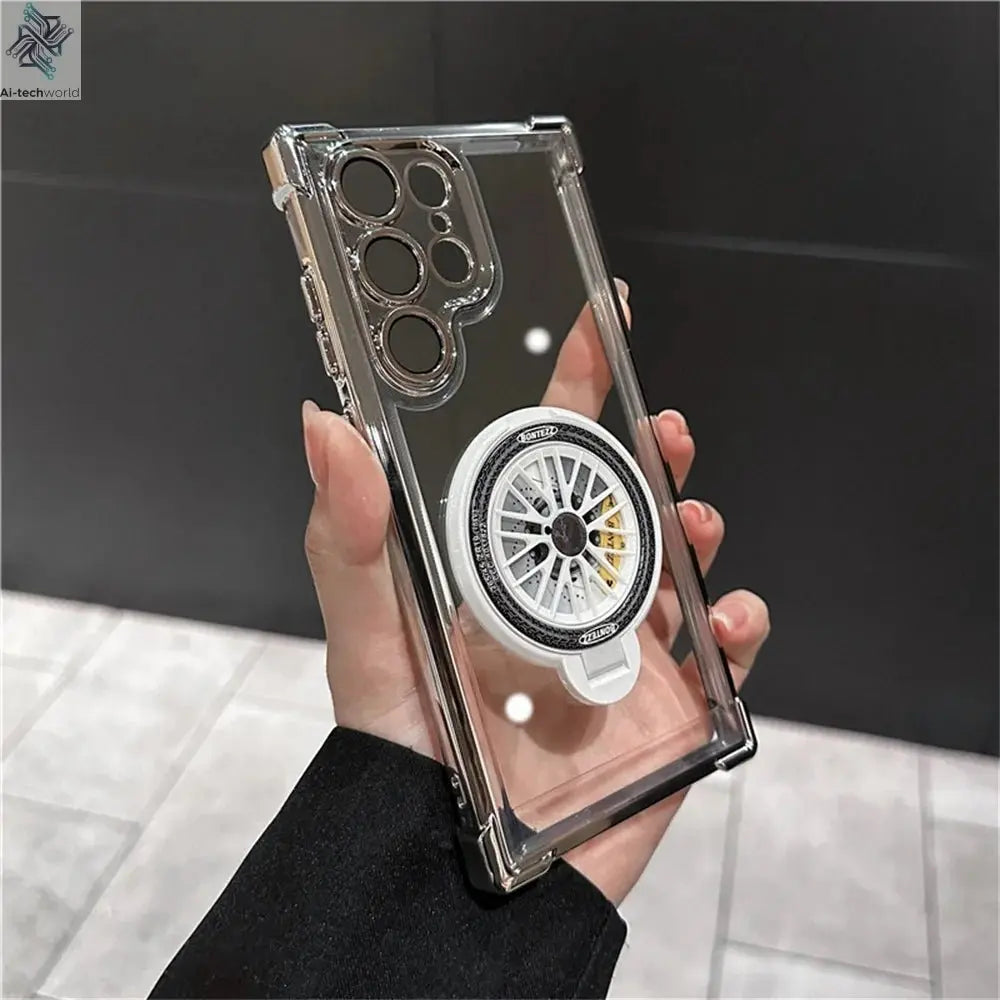 Luxury Airbags Plating Magnetic Transparent Case for Samsung Galaxy S25 S24 Ultra S23 Fe S22 Plus A54 A34 A15 A25 A35 A55 A53 - Ai - TechWorld
