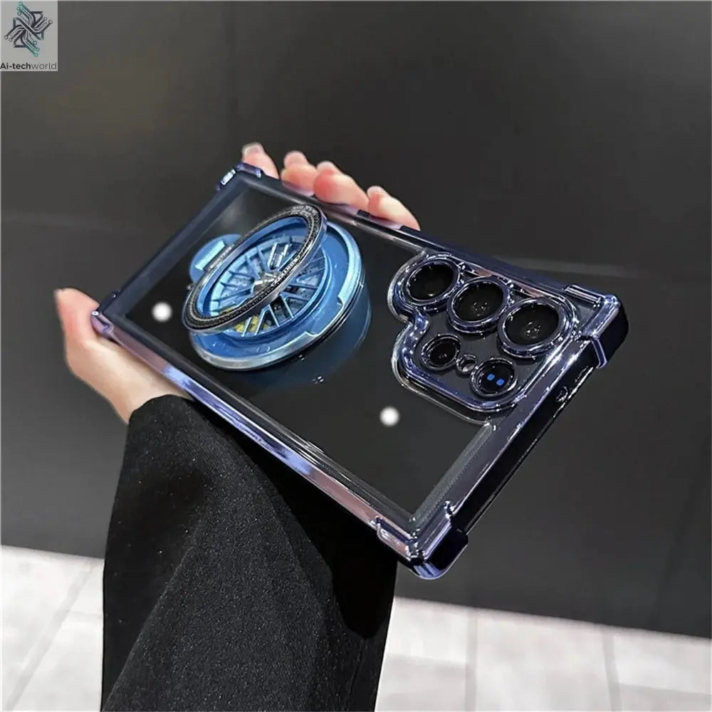 Luxury Airbags Plating Magnetic Transparent Case for Samsung Galaxy S25 S24 Ultra S23 Fe S22 Plus A54 A34 A15 A25 A35 A55 A53 - Ai - TechWorld
