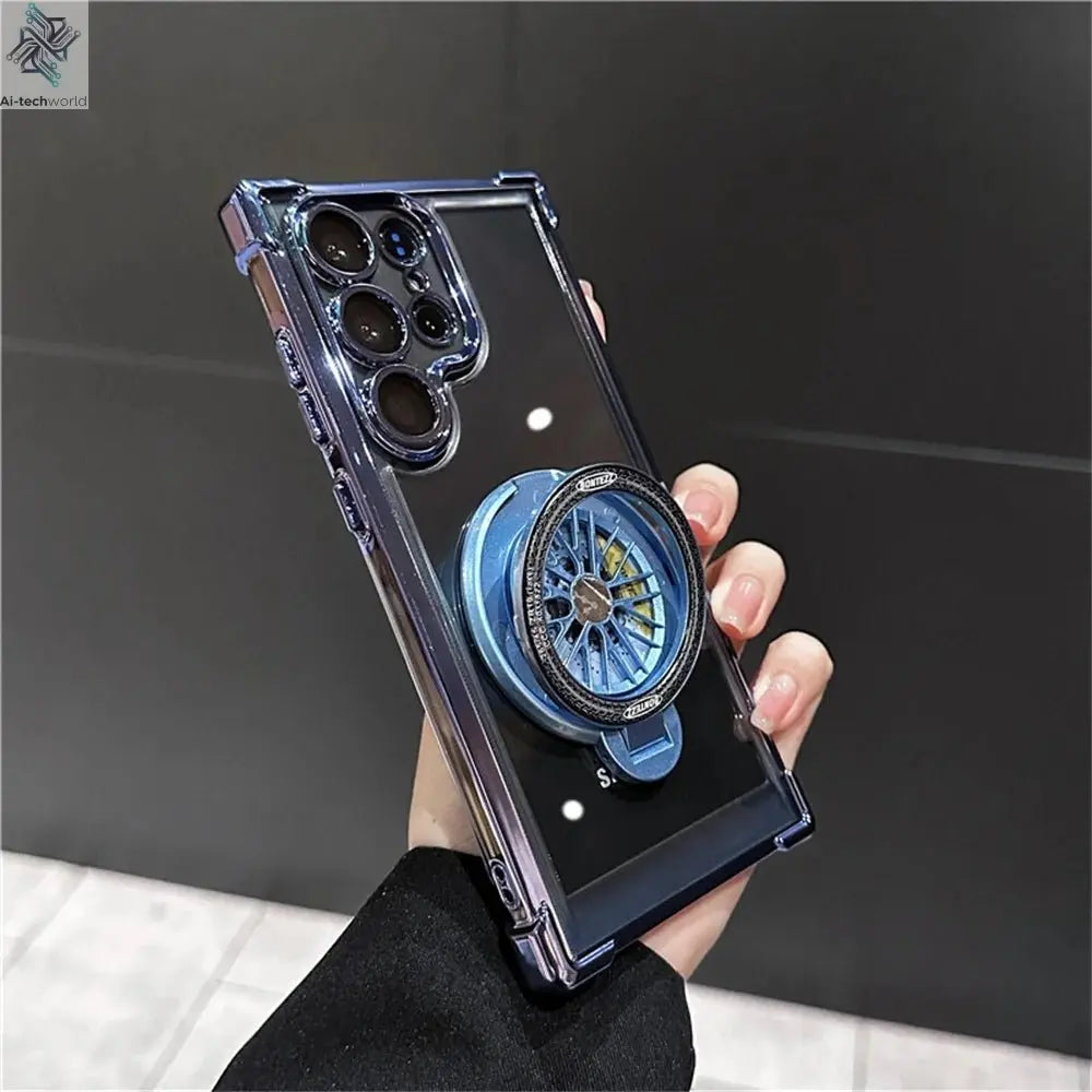 Luxury Airbags Plating Magnetic Transparent Case for Samsung Galaxy S25 S24 Ultra S23 Fe S22 Plus A54 A34 A15 A25 A35 A55 A53 - Ai - TechWorld