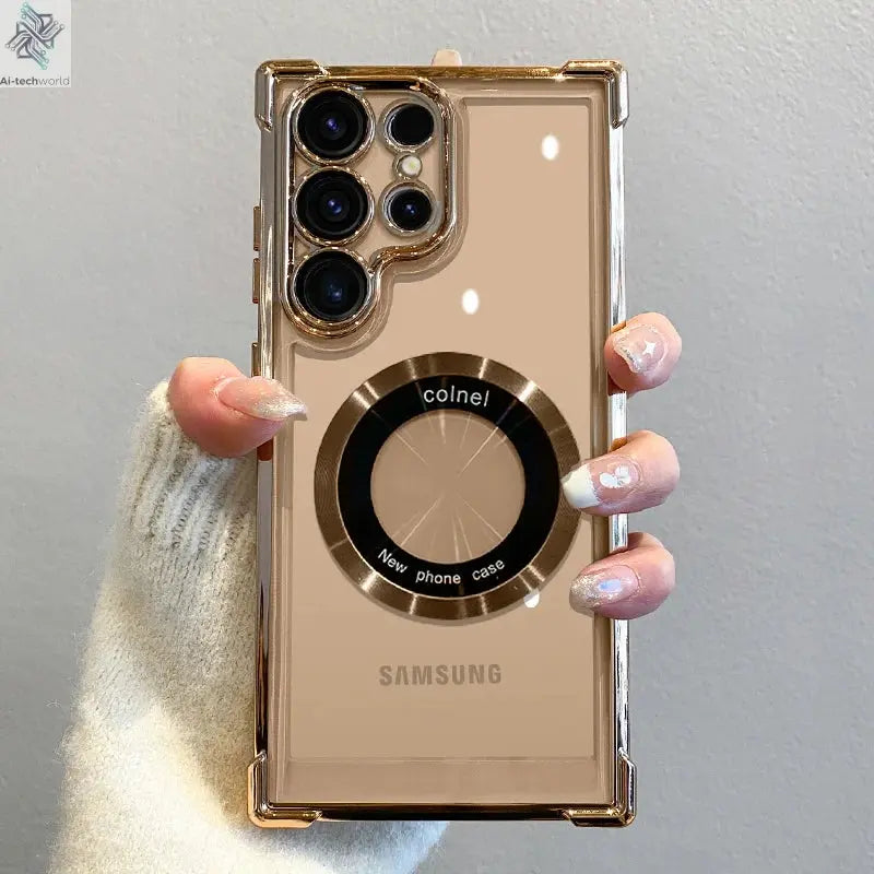 Luxury Magnetic Wireless Charge Case: Samsung Clear Lens Protection Cover Ai-TechWorld
