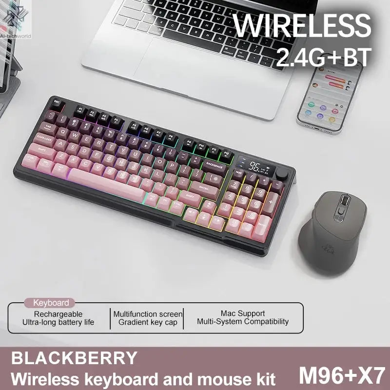 M96 Screen Wireless Keyboard Mouse Kit ZIYOULANG Bluetooth Keyboard With Mouse Gaming,Electronic Screen, Multi-Device Connection Ai-TechWorld