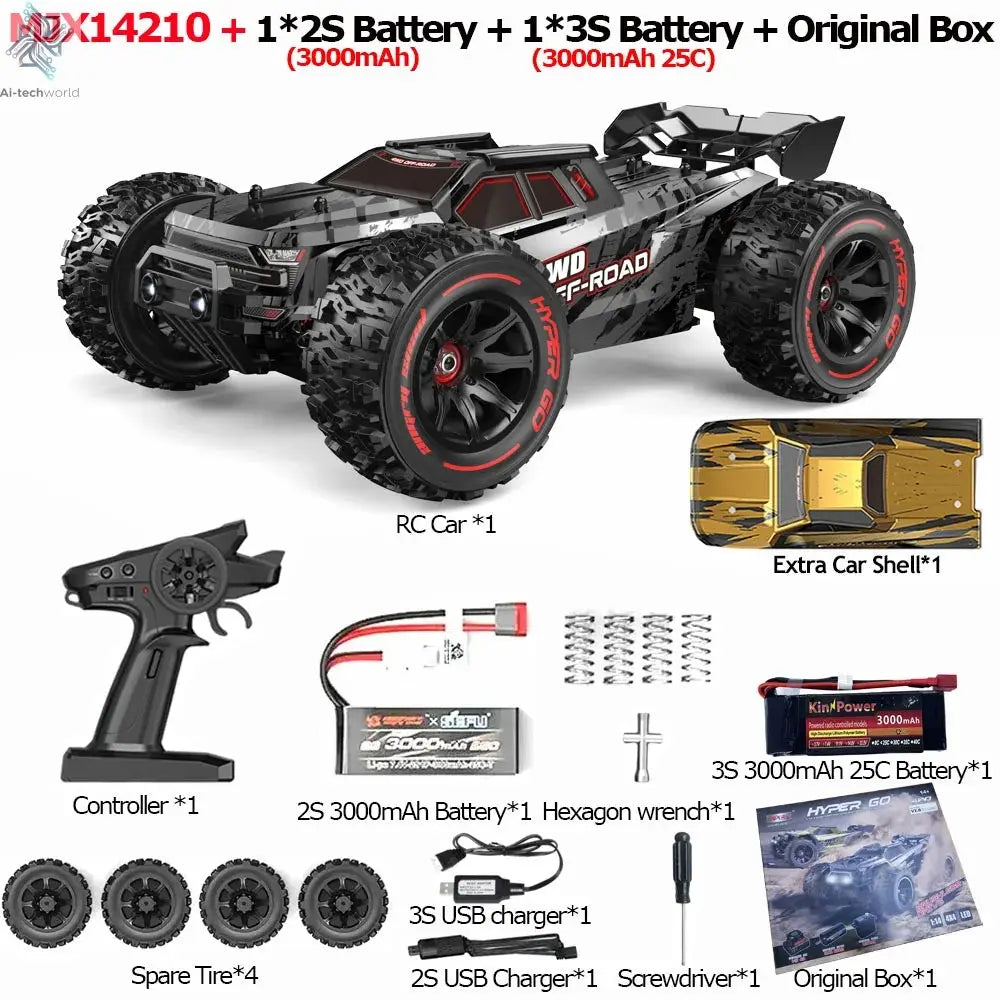 MJX 14209 14210 V3.0 1/14 RC Car 75km/h Brushless Hyper Go 2.4G Remote Control 4WD Off-road Racing RC Truck Electric Hobby Toy Ai-TechWorld