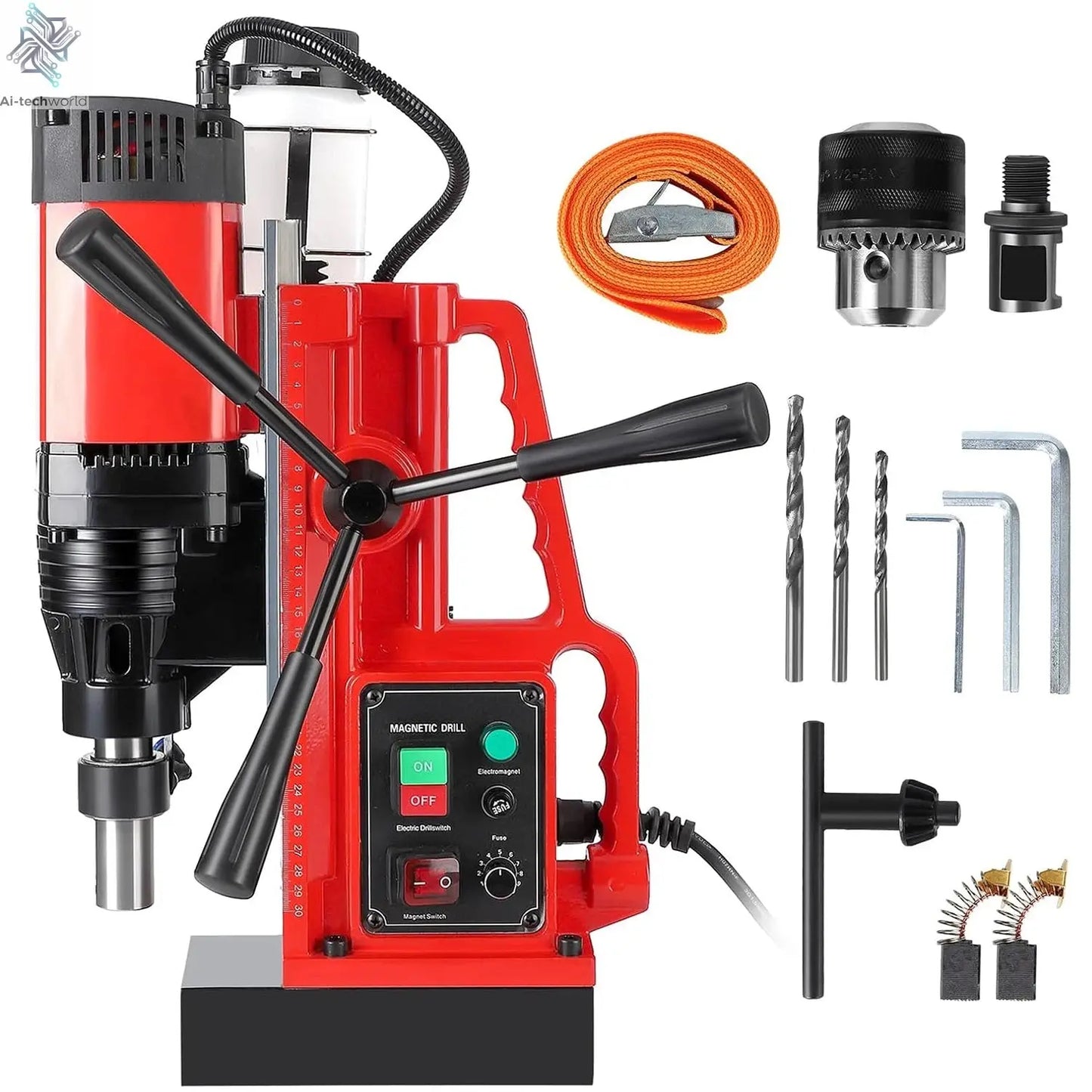 Magnetic Drill Press 1550W 500RPM Portable Mag Drill Press 10-Speed Core Drilling Machine For Metal Working Industrial Tool Ai-TechWorldĀ