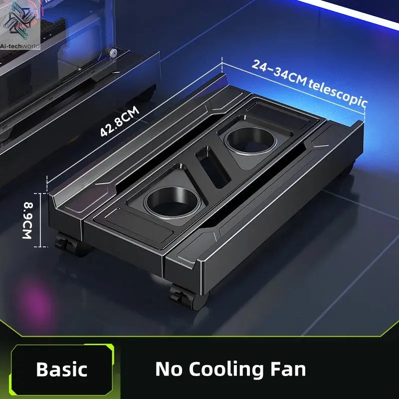 Mobile PC Tower Stand Adjustable Computer CPU Holder Telescopic Desktop Stand CPU Cart with RGB Cooling Fan Heat Dissipation Ai-TechWorld