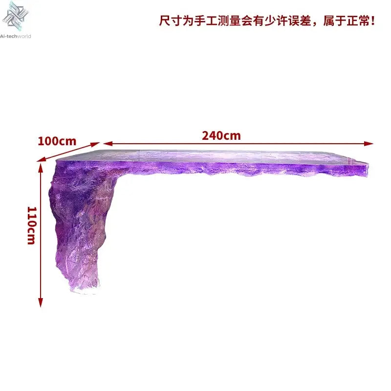 Modern light luxury home villa bar luminous island table custom transparent resin crystal bar glacier art tea table Ai-TechWorld