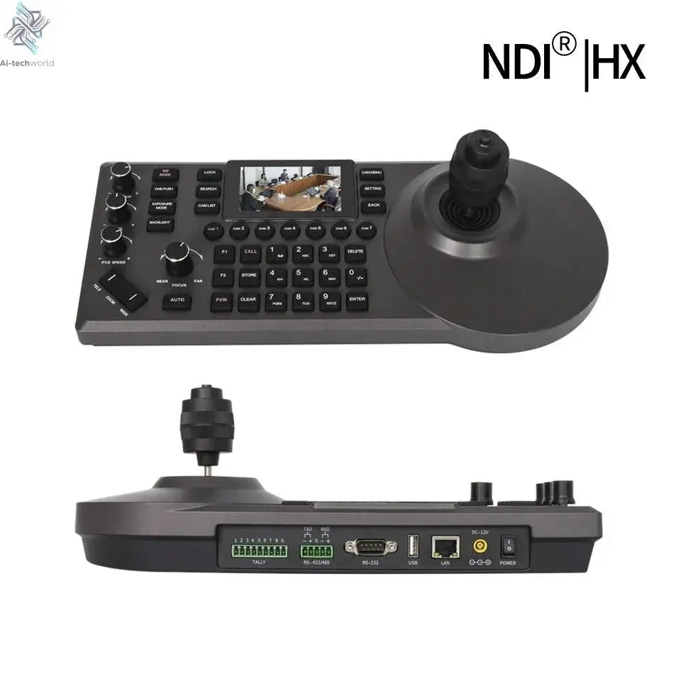NDI PTZ Camera Joystick Controller POE 3" Preview LCD PTZ Controller Keyboard with 4D Joystick for Broadcast Church Live Streami - Ai - TechWorld