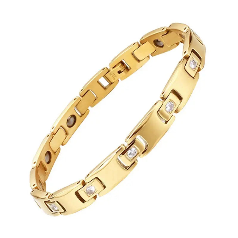 Magnet Improve Sleeping Fashion Rose Gold Couple Bracelet Men's and Women's Titanium Steel Diamond-Embedded Non-Fading Fancy Anti-Static Ai-TechWorld