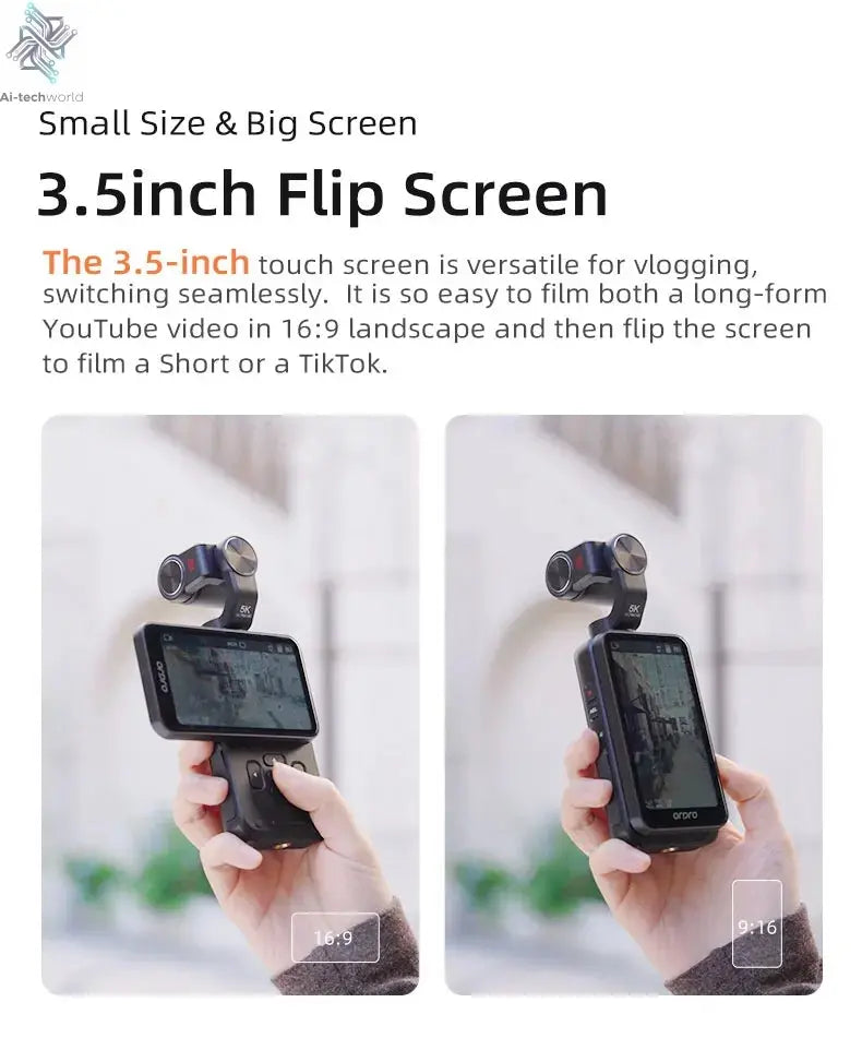 ORDRO M5 Pocket Video Camera Action Vlogging Digital Camcorder 5K 3-axis Face Tracking 3.5" Touch Screen Infrared Night Vision Ai-TechWorld