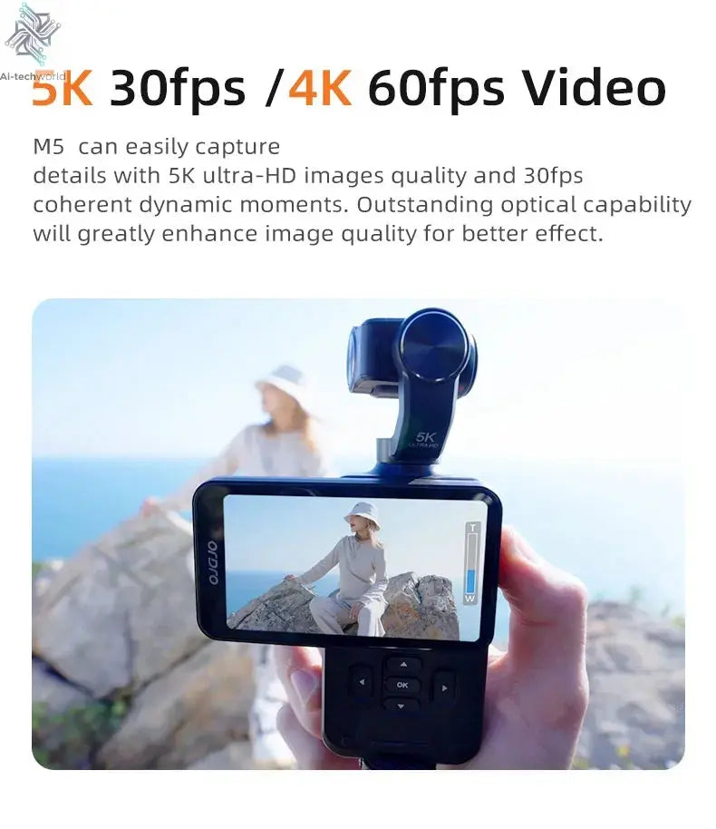 ORDRO M5 Pocket Video Camera Action Vlogging Digital Camcorder 5K 3-axis Face Tracking 3.5" Touch Screen Infrared Night Vision Ai-TechWorld