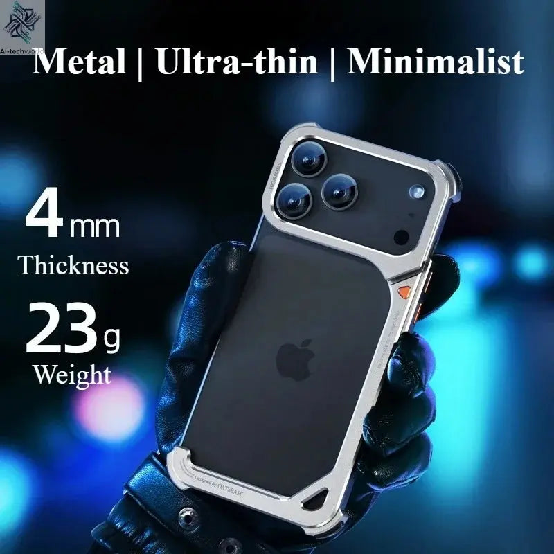 Oatsbasf 9-Shaped Metal Frameless Phone Case for iPhone 17 Pro Max/17 Pro with Stand Magsafe Minimalist Bumper Shockproof Cover Ai-TechWorld