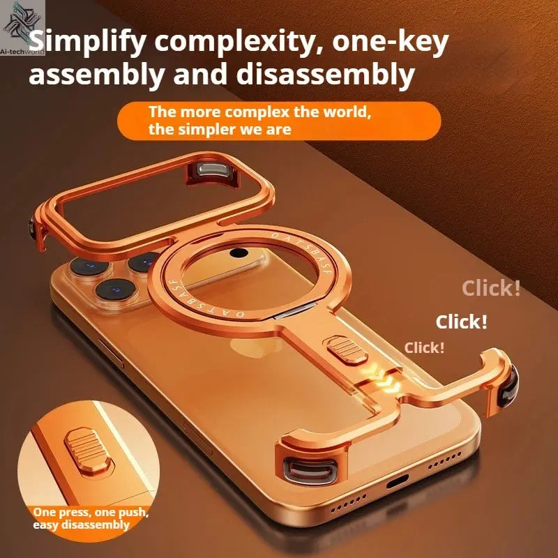 Oatsbasf Metal Phone Case for iPhone 17 Pro Max/17 Pro with Magnetic Stand 360° Rotatable Magsafe Aluminum Metal Frameless Cover Ai-TechWorld