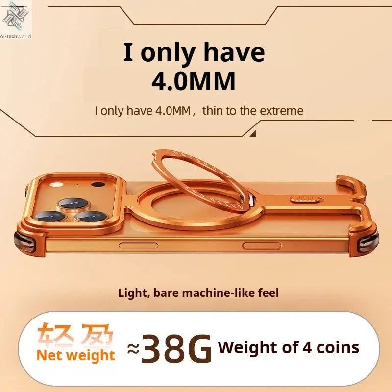 Oatsbasf Metal Phone Case for iPhone 17 Pro Max/17 Pro with Magnetic Stand 360° Rotatable Magsafe Aluminum Metal Frameless Cover Ai-TechWorld
