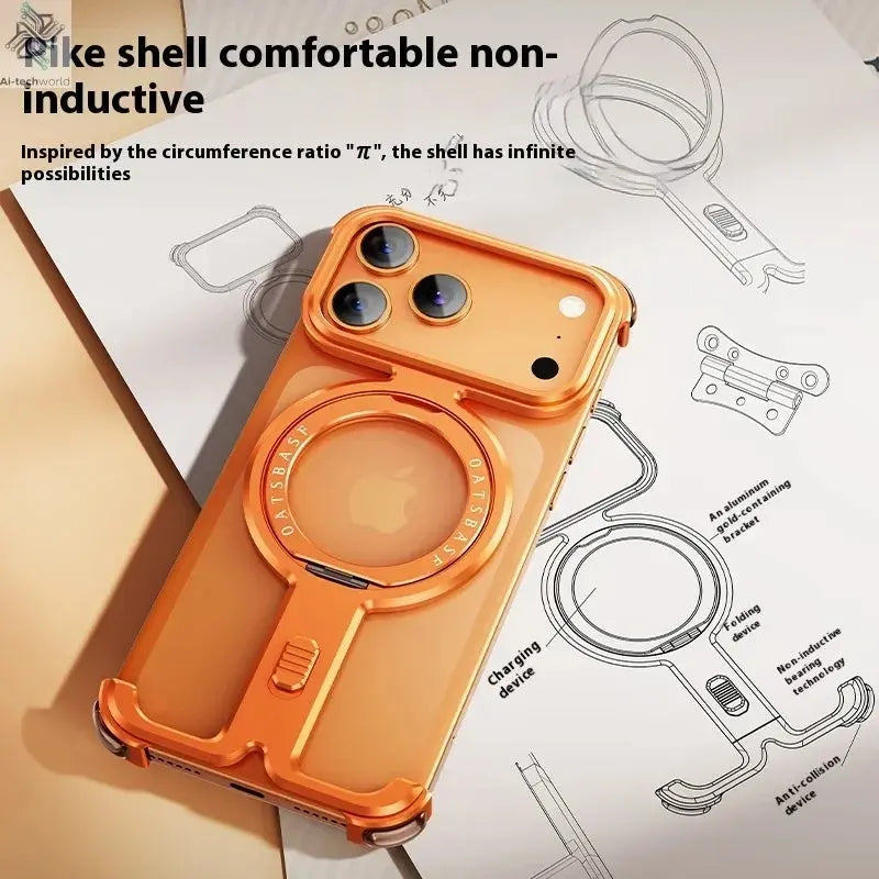 Oatsbasf Metal Phone Case for iPhone 17 Pro Max/17 Pro with Magnetic Stand 360° Rotatable Magsafe Aluminum Metal Frameless Cover Ai-TechWorld