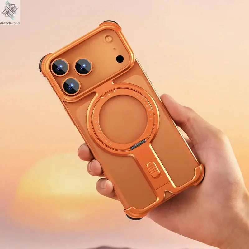 Oatsbasf Metal Phone Case for iPhone 17 Pro Max/17 Pro with Magnetic Stand 360° Rotatable Magsafe Aluminum Metal Frameless Cover Ai-TechWorld