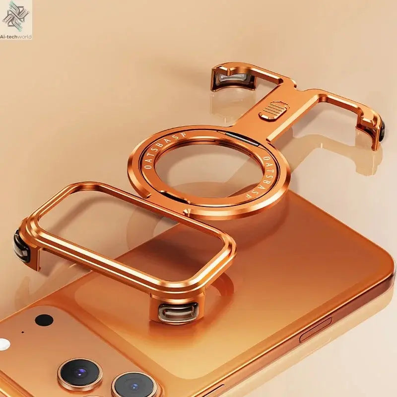 Oatsbasf Metal Phone Case for iPhone 17 Pro Max/17 Pro with Magnetic Stand 360° Rotatable Magsafe Aluminum Metal Frameless Cover Ai-TechWorld