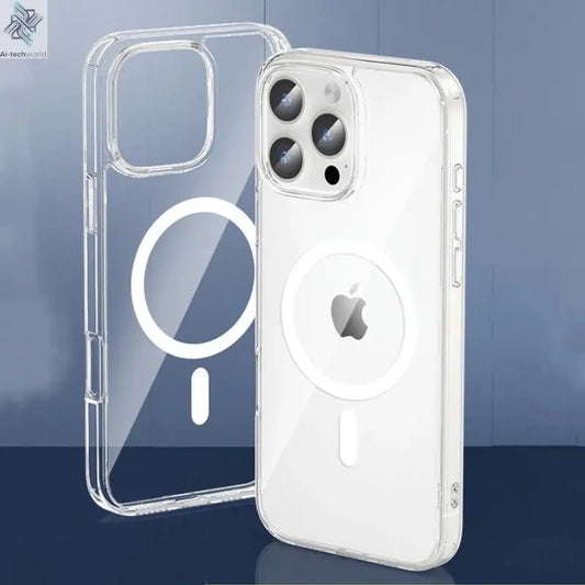 Original Magnetic Transparent Phone Case for Magsafe for iPhone 17 16 15 14 Plus 13 12 11 Pro Max Wireless Charge Back Cover - Ai - TechWorld