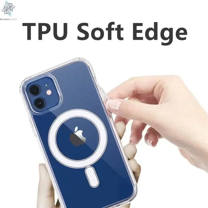 Original Magnetic Transparent Phone Case for Magsafe for iPhone 17 16 15 14 Plus 13 12 11 Pro Max Wireless Charge Back Cover - Ai - TechWorld