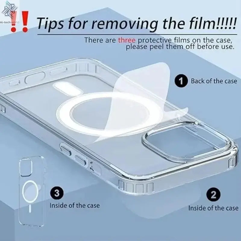Original Magnetic Transparent Phone Case for Magsafe for iPhone 17 16 15 14 Plus 13 12 11 Pro Max Wireless Charge Back Cover - Ai - TechWorld