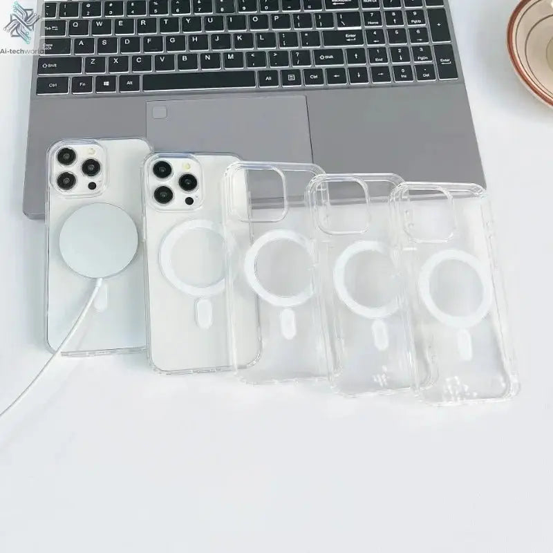 Original Magnetic Transparent Phone Case for Magsafe for iPhone 17 16 15 14 Plus 13 12 11 Pro Max Wireless Charge Back Cover - Ai - TechWorld