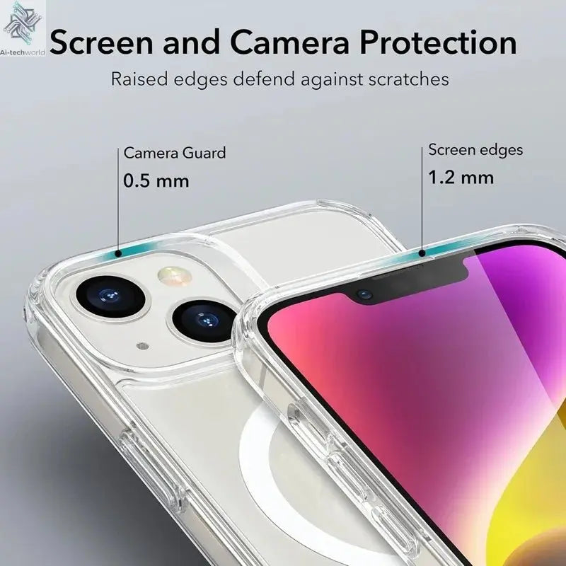 Original Magnetic Transparent Phone Case for Magsafe for iPhone 17 16 15 14 Plus 13 12 11 Pro Max Wireless Charge Back Cover - Ai - TechWorld
