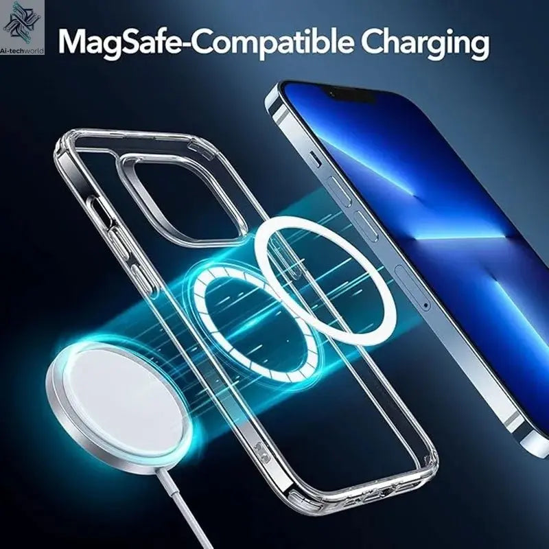 Original Magnetic Transparent Phone Case for Magsafe for iPhone 17 16 15 14 Plus 13 12 11 Pro Max Wireless Charge Back Cover - Ai - TechWorld