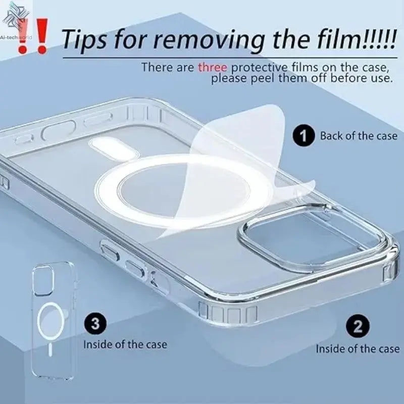 Original Magnetic Transparent Phone Case for Magsafe for iPhone 17 16 15 14 Plus 13 12 11 Pro Max Wireless Charge Back Cover - Ai - TechWorld