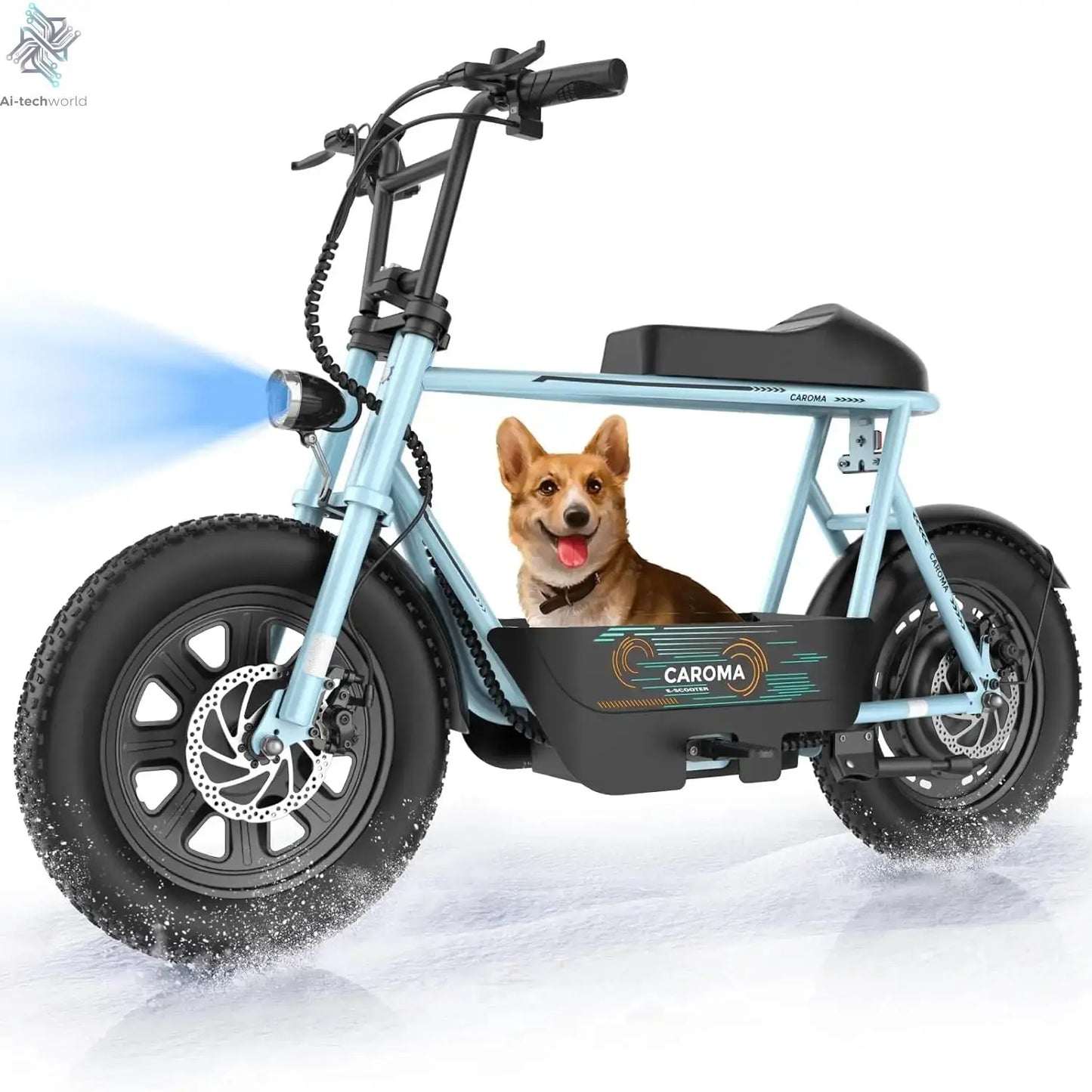 Peak 1200W Electric Scooter with Seat, 16" Fat Tire Electric Dirt Bike, Max 30Miles Ranges, Top Speed 20Mph,, Customized Ai-TechWorld