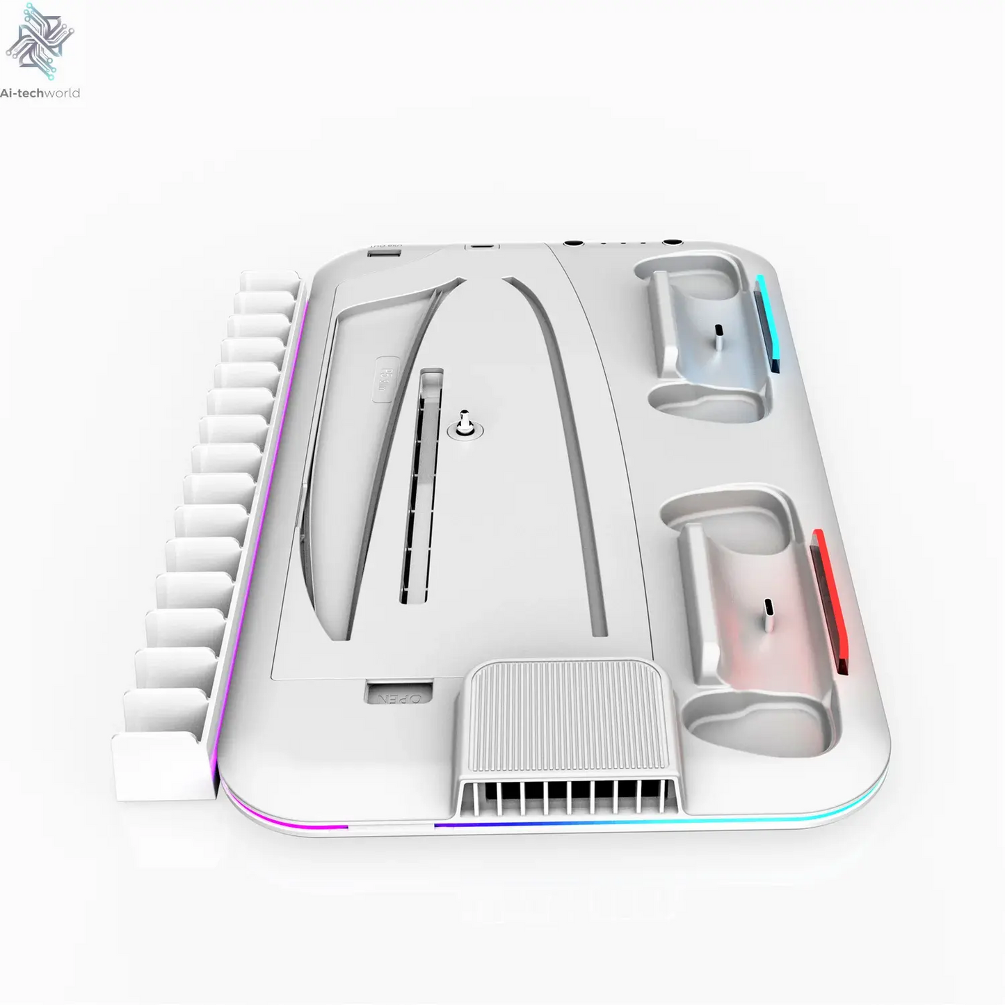 RGB Light and 3 Levels Turbo Cooling Station with Controller Charging Station for PS5/SLIM Digital/Disc with Headset Holder Ai-TechWorldĀ