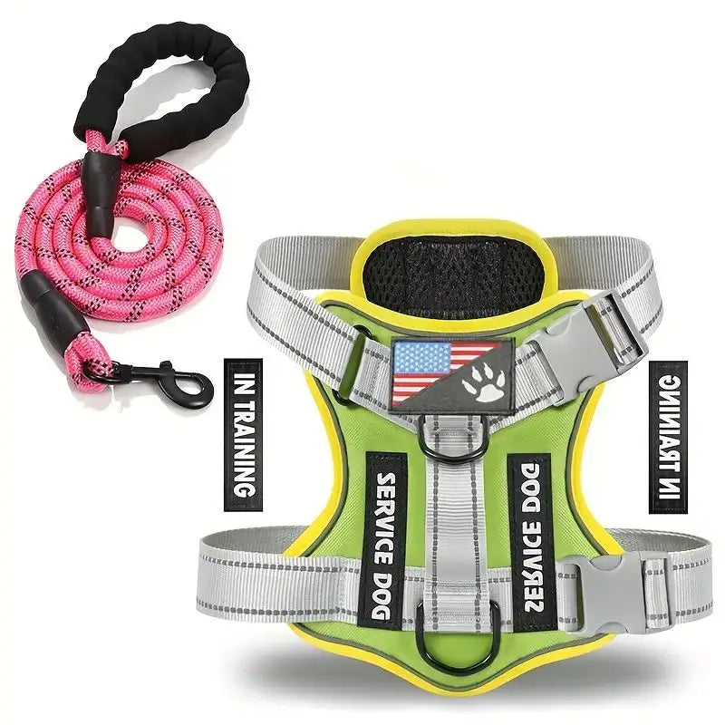 Dog Harness And Leash Set, Escape Proof No Pull Dog Vest Harness With Reflective Dog Walking Traction Rope Ai-TechWorld