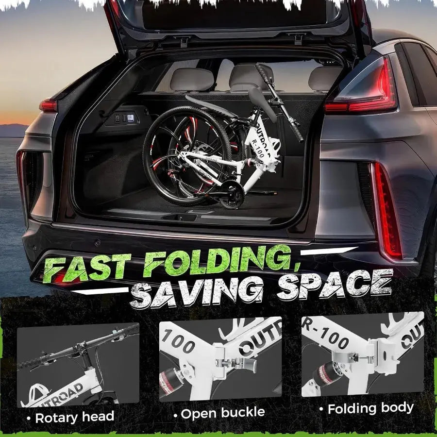 Outroad 26 Inch Folding Mountain Bike 21 Speed Full Suspension with Dual Disc Brake for Adults Men Women HighCarbon Steel Frame Ai-TechWorld