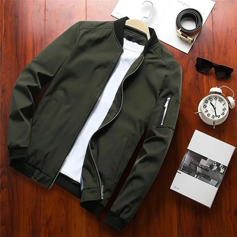 Men Bomber Jacket Thin Slim Long Sleeve baseball Jackets Mens Windbreaker Zipper Windbreaker Jacket Male Outwear Brand Clothing Ai-TechWorld
