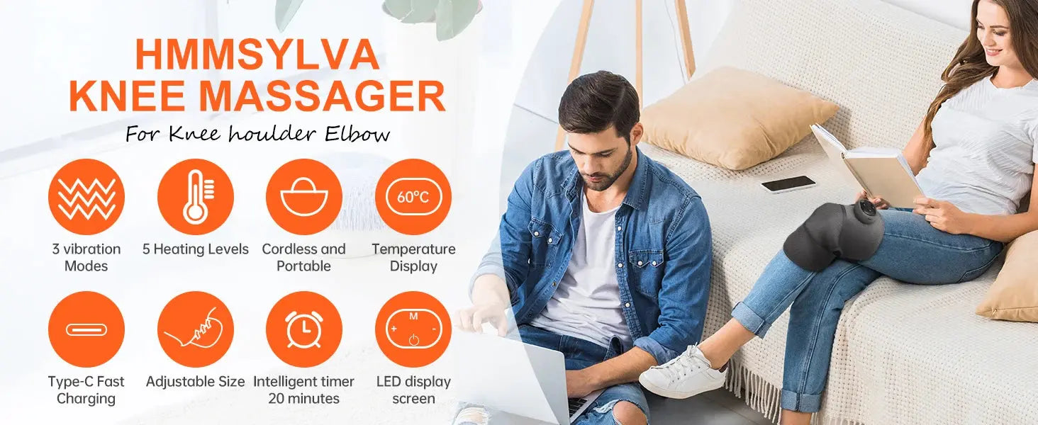2PCS Cordless Knee Massager with Heat and Vibration for Knee Shoulder Elbow,Heated Knee Brace for Arthritis with Massage,Gifts Ai-TechWorld