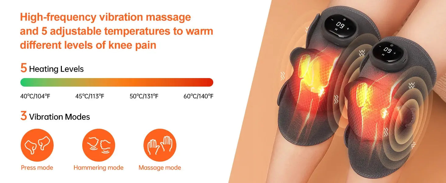 2PCS Cordless Knee Massager with Heat and Vibration for Knee Shoulder Elbow,Heated Knee Brace for Arthritis with Massage,Gifts Ai-TechWorld