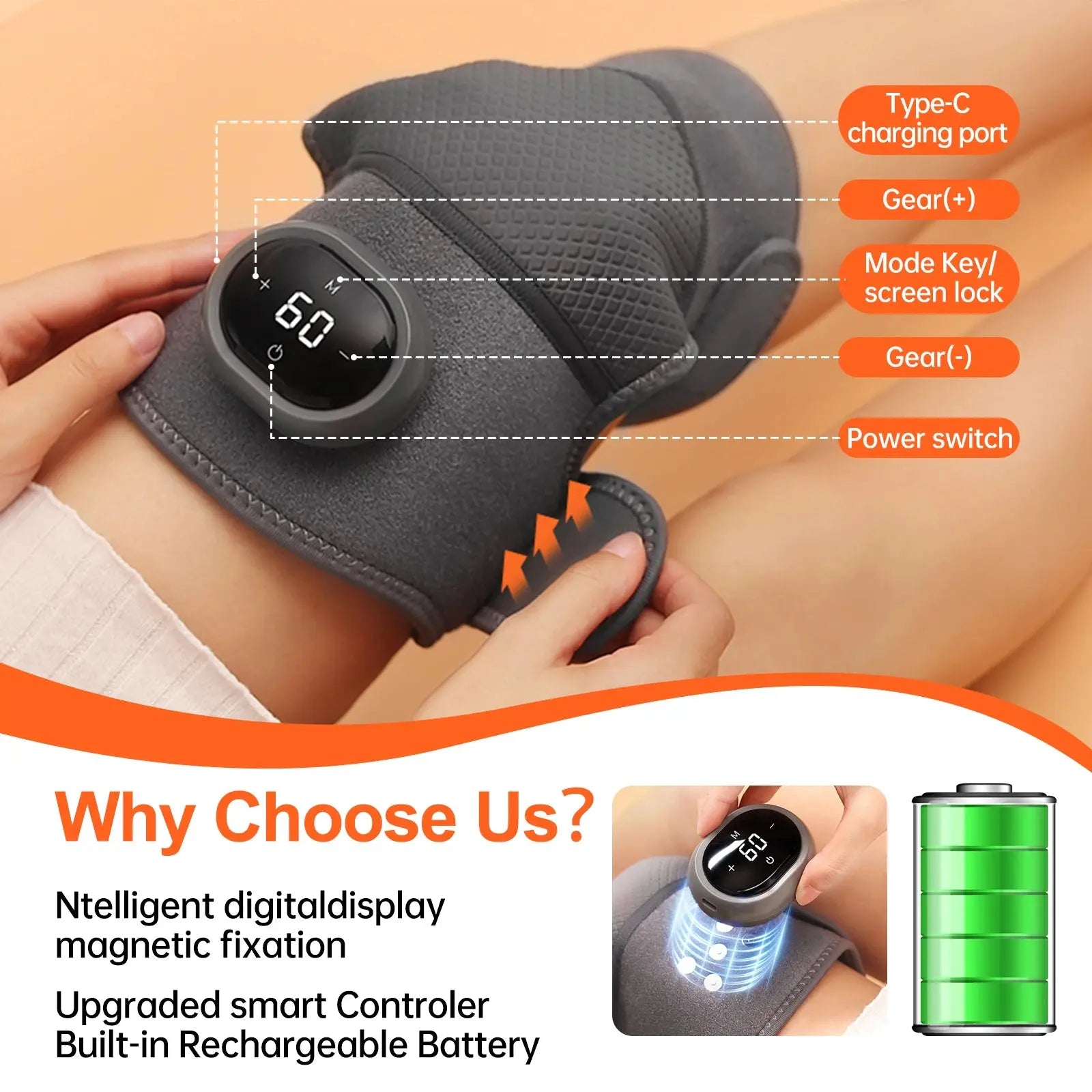 2PCS Cordless Knee Massager with Heat and Vibration for Knee Shoulder Elbow,Heated Knee Brace for Arthritis with Massage,Gifts Ai-TechWorld