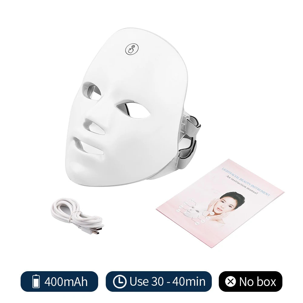 Rechargeable Facial LED Mask 7 Colors LED Photon Beauty Mask Skin Rejuvenation Home Face Lifting Whitening Skin Care Beauty Mask Ai-TechWorld