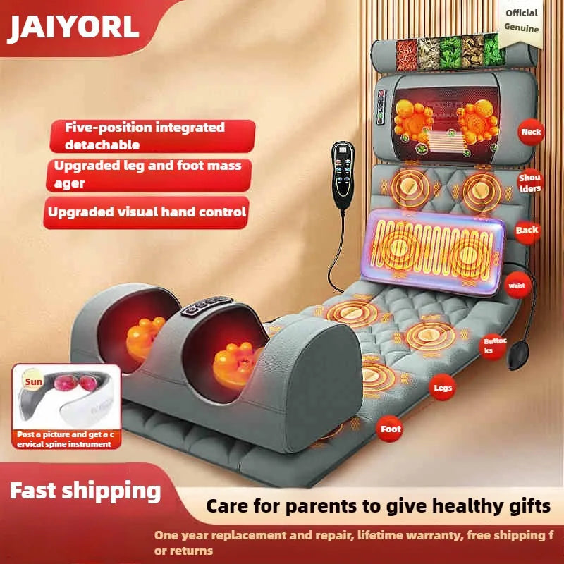 Multifunctional Lumbar Traction Massage Mattress Cushion Full Body Electric Shoulder Neck Waist Back Vibrations Removable Gift Ai-TechWorld