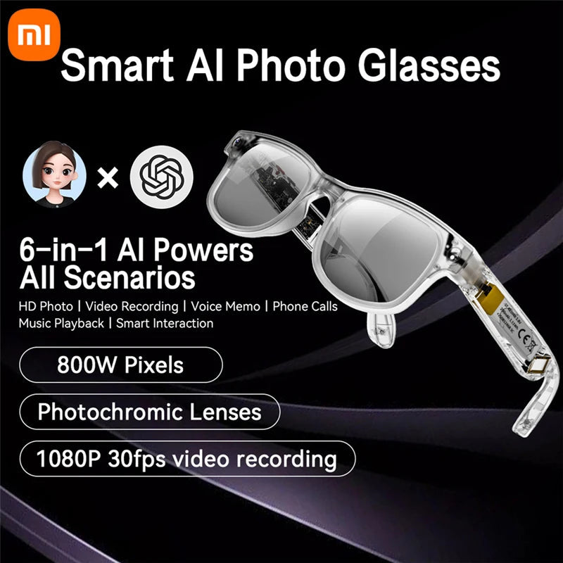 Xiaomi Smart Glasses AI 8K HD Recording Videos Photo Recognition Answer Translation Music Player Multifunction Anti-UV Lenses Ai-TechWorld