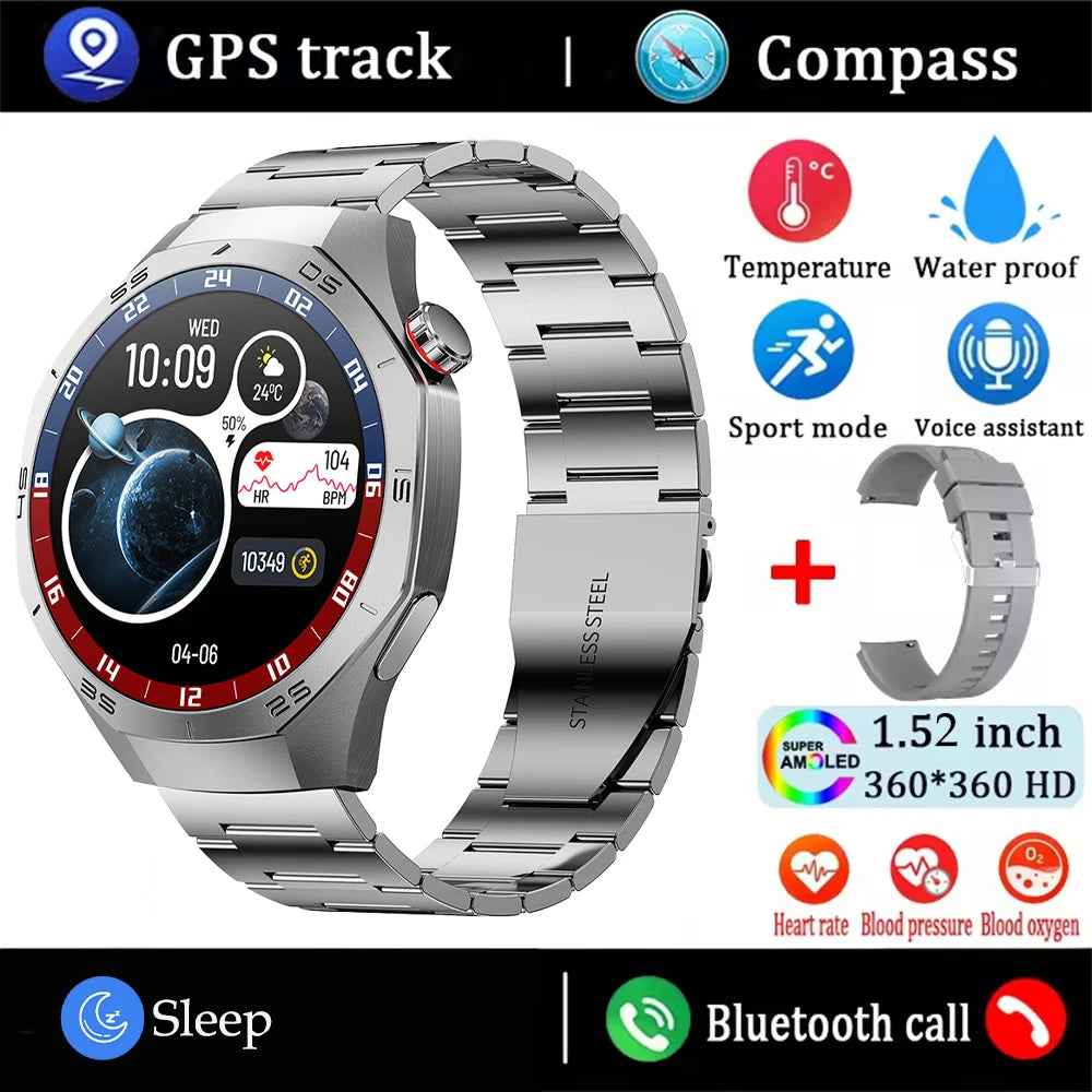 2025New For Android and ios Smart Watch Men AMOLED Screen GPS Motion trajectory Heart Rate Bluetooth Calls SmartWatch Waterproof Ai-TechWorld