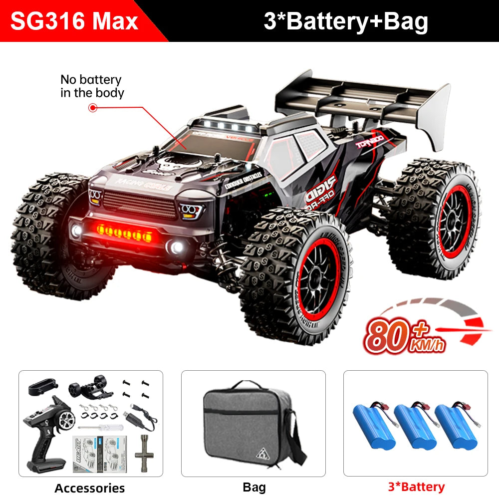 SG116 MAX 1:16 High Speed Drift Racing Car 80KM/H Brushless Motor 4WD SG316 MAX RC Off Road Car Monster Trucks Toy For Kids Gift Ai-TechWorld