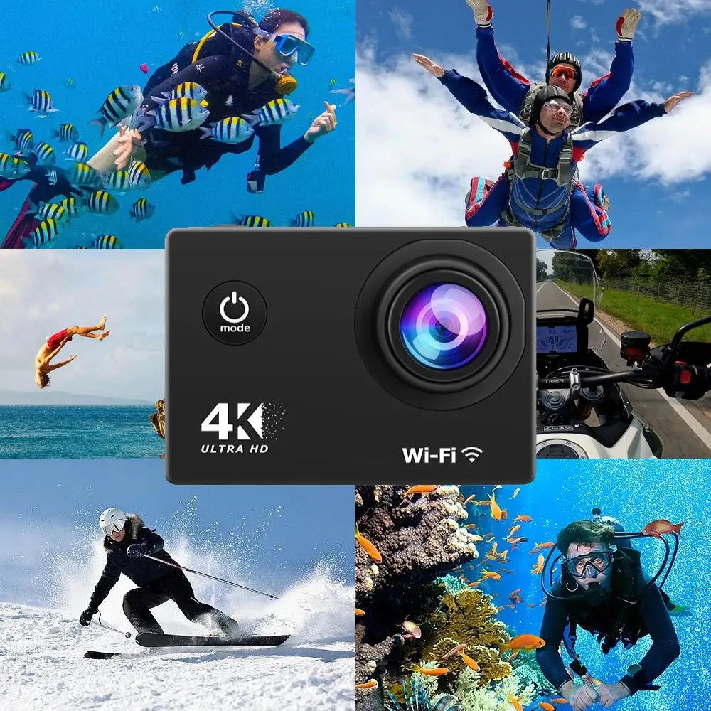 Action Camera Ultra HD 4K 16.0MP Wi-Fi 2.0" Screen 170D Webcam Ai-TechWorld