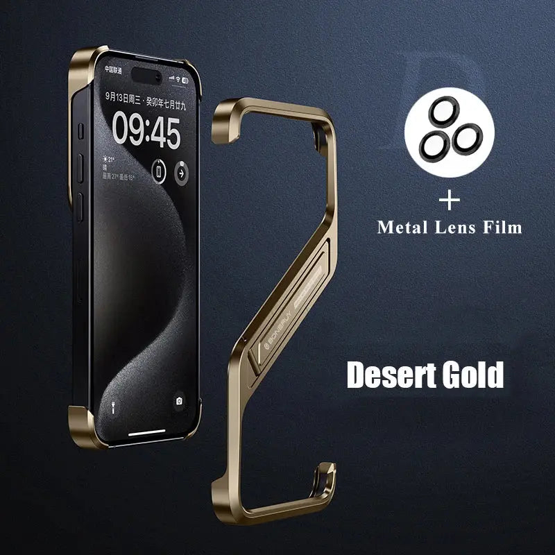 S-Shaped Metal Geometric Rimless Phone Case For iPhone 14 15 16 Pro Max 16ProMax Aluminum Alloy Hidden Stand Bracket Cover Funda Ai-TechWorld