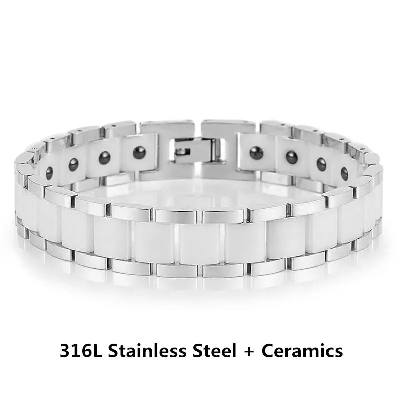 Titanium Steel Ceramic Energy Bracelet Stainless Steel Zirconia Couple Ceramic Bracelet Ai-TechWorld