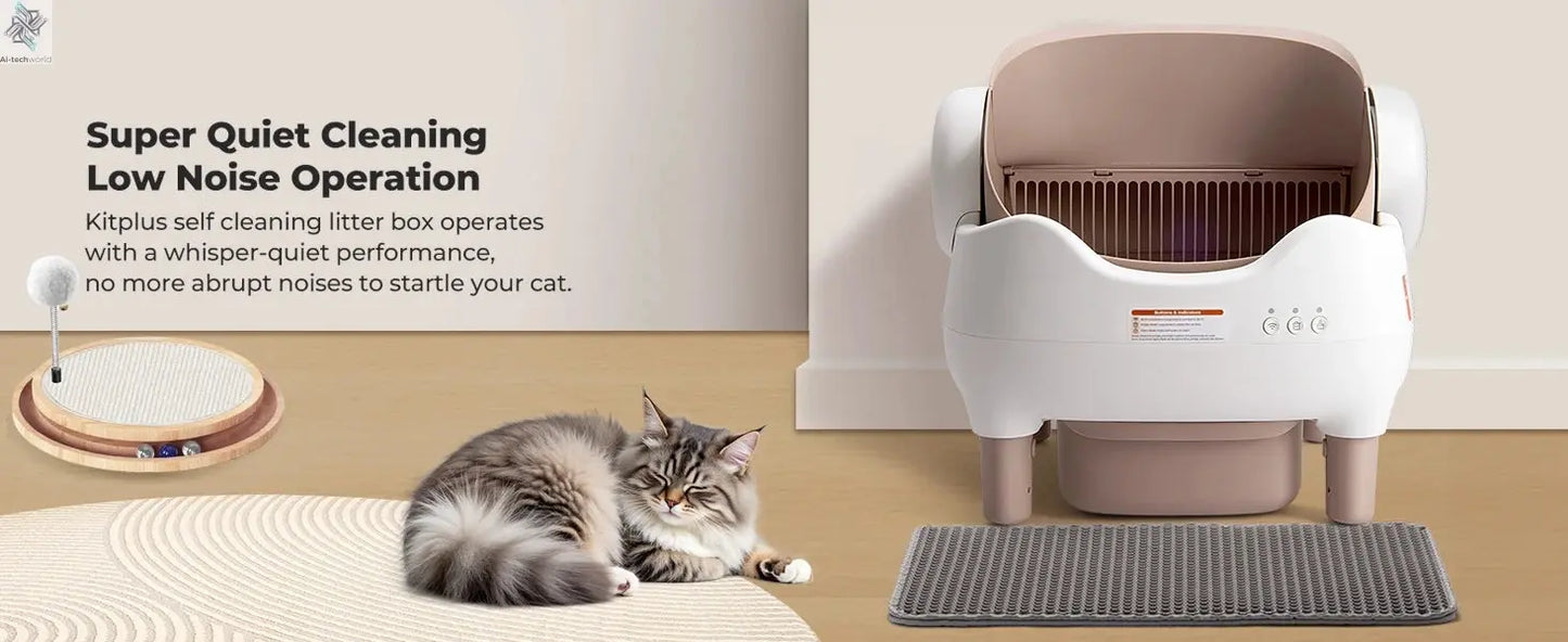 Self Cleaning Litter Box, Automatic Cat Litter Box with APP Control, Odor-Free Large Waste Bin, Open-Top for Multi Cats Ai-TechWorld