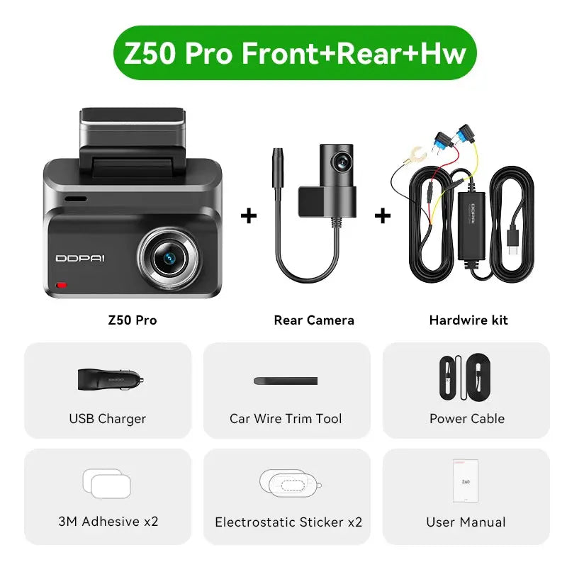 2025 New DDPAI Dash Cam Z50 Pro 4K Car Camera Night Vision 5GHz Wi-Fi GPS ADAS 24H Parking Monitor Support Front and Rear Cam Ai-TechWorld