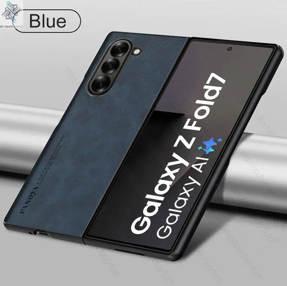 Sheepskin Leather Case For Samsung Galaxy Z Fold7 Fold6 Fold5 Fold4 Fold3 5G TPU Soft Frame Protect Shell Sumsung Fold 7 6 5 4 3 Ai-TechWorld