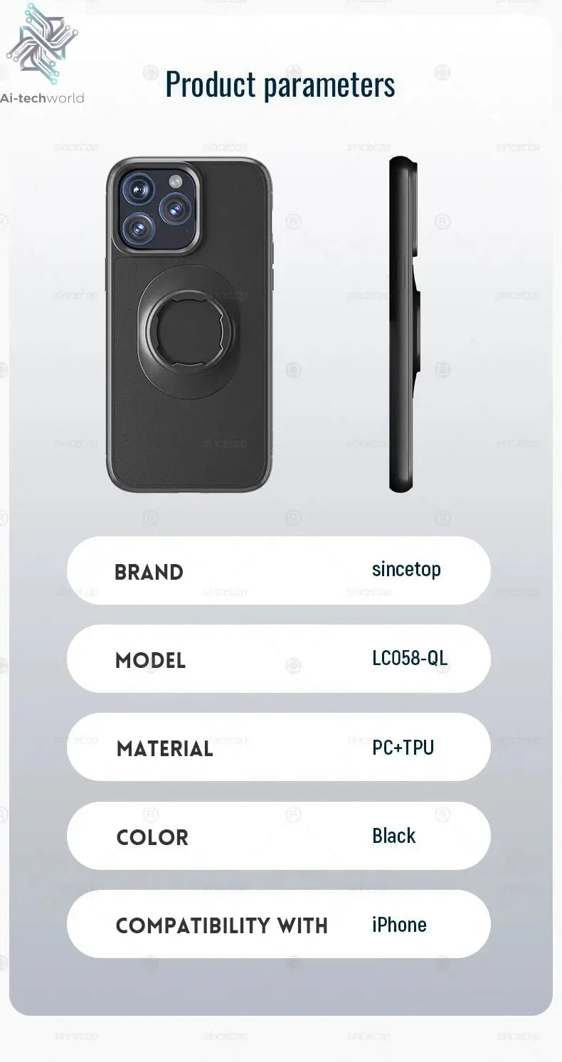 Shockproof Case for iPhone 17/16/15/14Plus/13/12/11Pro/XsMax/XR Quad - style Motorbike/Bike Holder/Car Mount with Lock - in Design - Ai - TechWorld