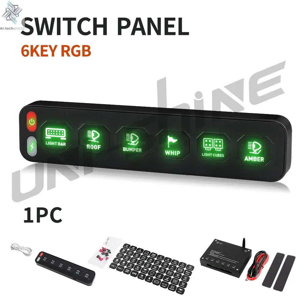UNI-SHINE 4/6 Control Panel Wireless Touch Control Multi-Function Electronic Relay RGB Click Flashing For Car 4x4 Boat 12V 24V - Ai-TechWorld