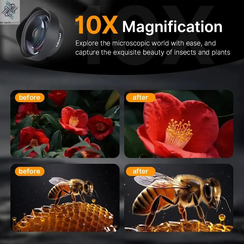 Ulanzi 17mm 10X Macro Lens Universal For iPhone 13 14 15 16 Mini Pro Max Samsung S20 S21 S22 S23 Ultra Huawei XiaoMi Phone Lens Ai-TechWorld