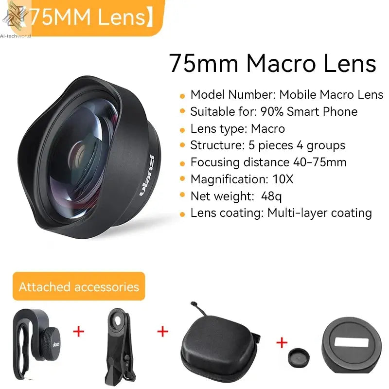 Ulanzi 17mm 10X Macro Lens Universal For iPhone 13 14 15 16 Mini Pro Max Samsung S20 S21 S22 S23 Ultra Huawei XiaoMi Phone Lens Ai-TechWorld