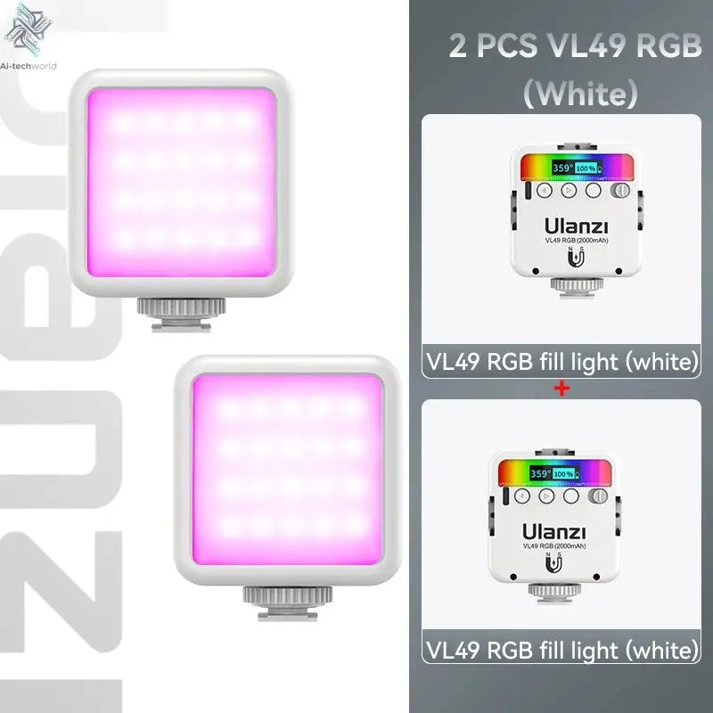 Ulanzi VL49 RGB Video Lights Mini LED Camera Light 2000mAh Rechargable LED Panel Lamp Photo Video Lighting for Youtube Tik tok Ai-TechWorld